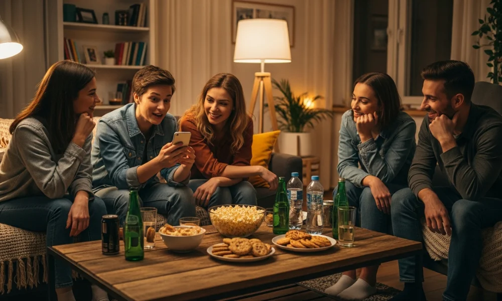 A group of five people sits relaxed on a sofa-Riddles With Answers in the Question