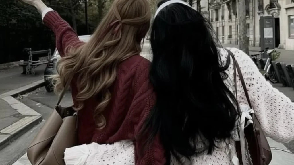 Aesthetic photo of two close friends walking together for Cute Nicknames for Your Best Friend.