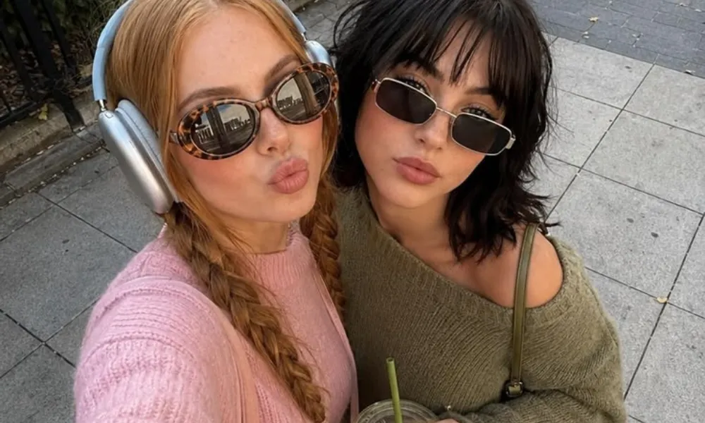 Trendy best friends outdoor selfie for Funny Names for Your Bestie.